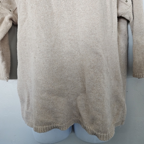 Route 66 Women's Small Beige Quarter Sleeve Sweater Gold Studded Boho Fall Shirt - Picture 3 of 7